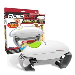 Robo Twist Electric Jar & Bottles Opener Hand Free - White New As Seen On TV